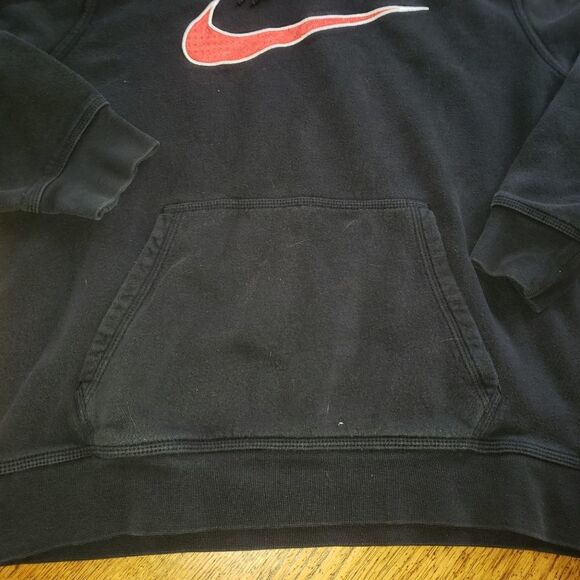 Nike Black Mens Hoodie Sweatshirt Medium Red Swoosh - Picture 4 of 8